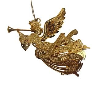 Vintage Danbury Mint Millennium Angel 23K Goldplated Christmas Ornament 1999